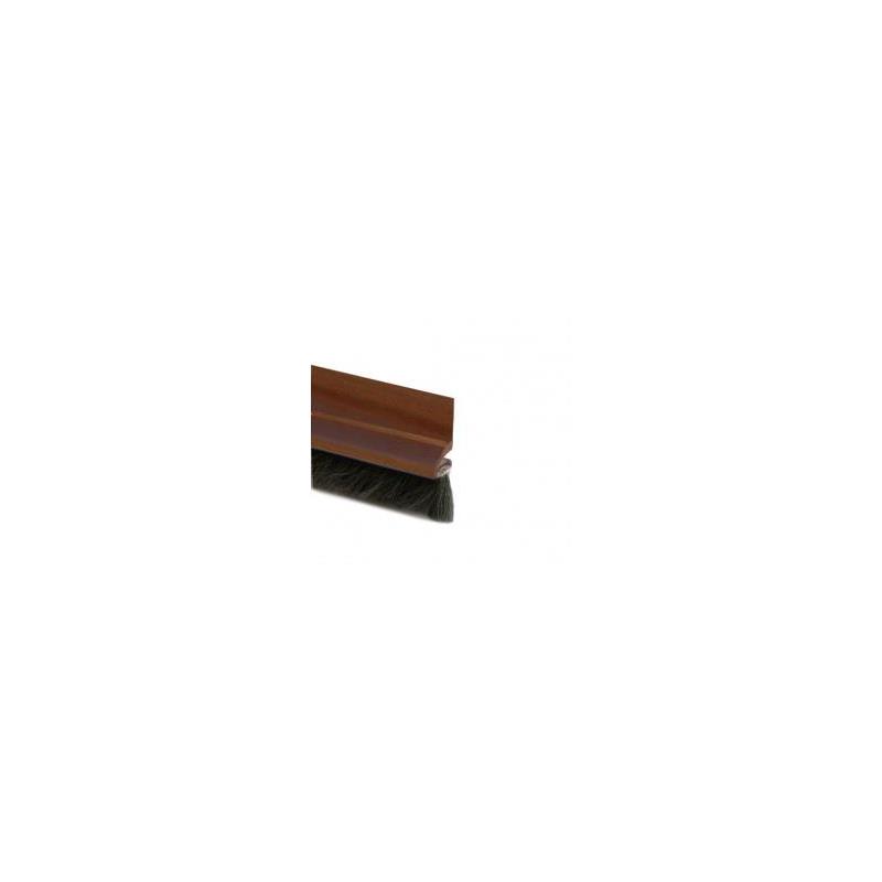 Burlete bajo puerta desnivelado – 1 m – Pelo 15 mm – Adhesivo acrílico – Madera oscura