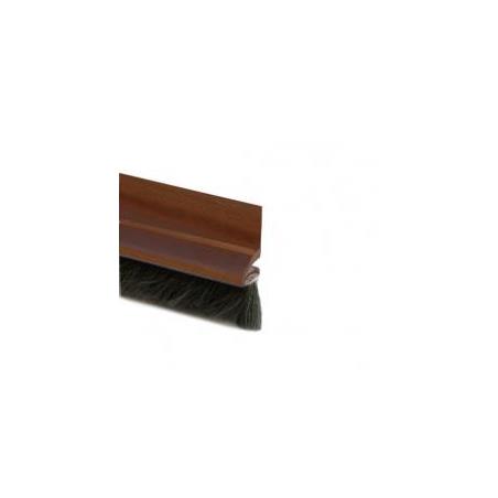 Burlete bajo puerta desnivelado – 1 m – Pelo 15 mm – Adhesivo acrílico – Madera oscura