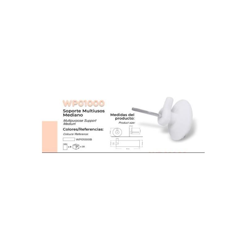 SOPORTE BLANCO  MULTIUSOS MEDIANO CON CLAVO(8 UDS)