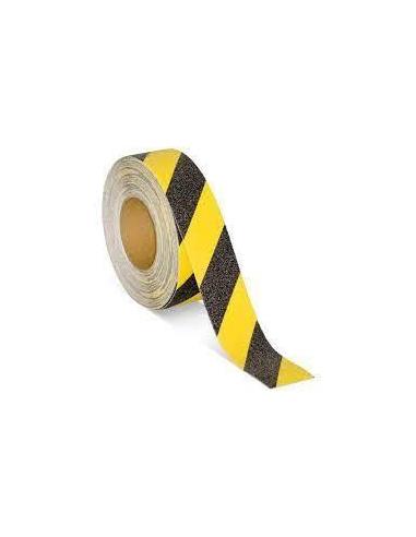 Cinta antideslizante.Base plastico. Adhesivo . 40mm * 5 mts.Negro-amarillo