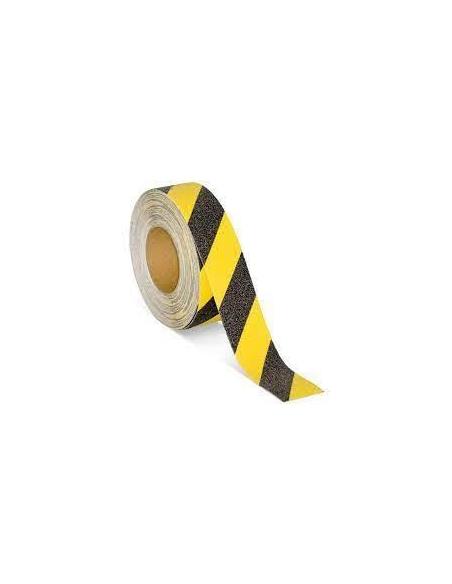 Cinta antideslizante.Base plastico. Adhesivo . 40mm * 5 mts.Negro-amarillo